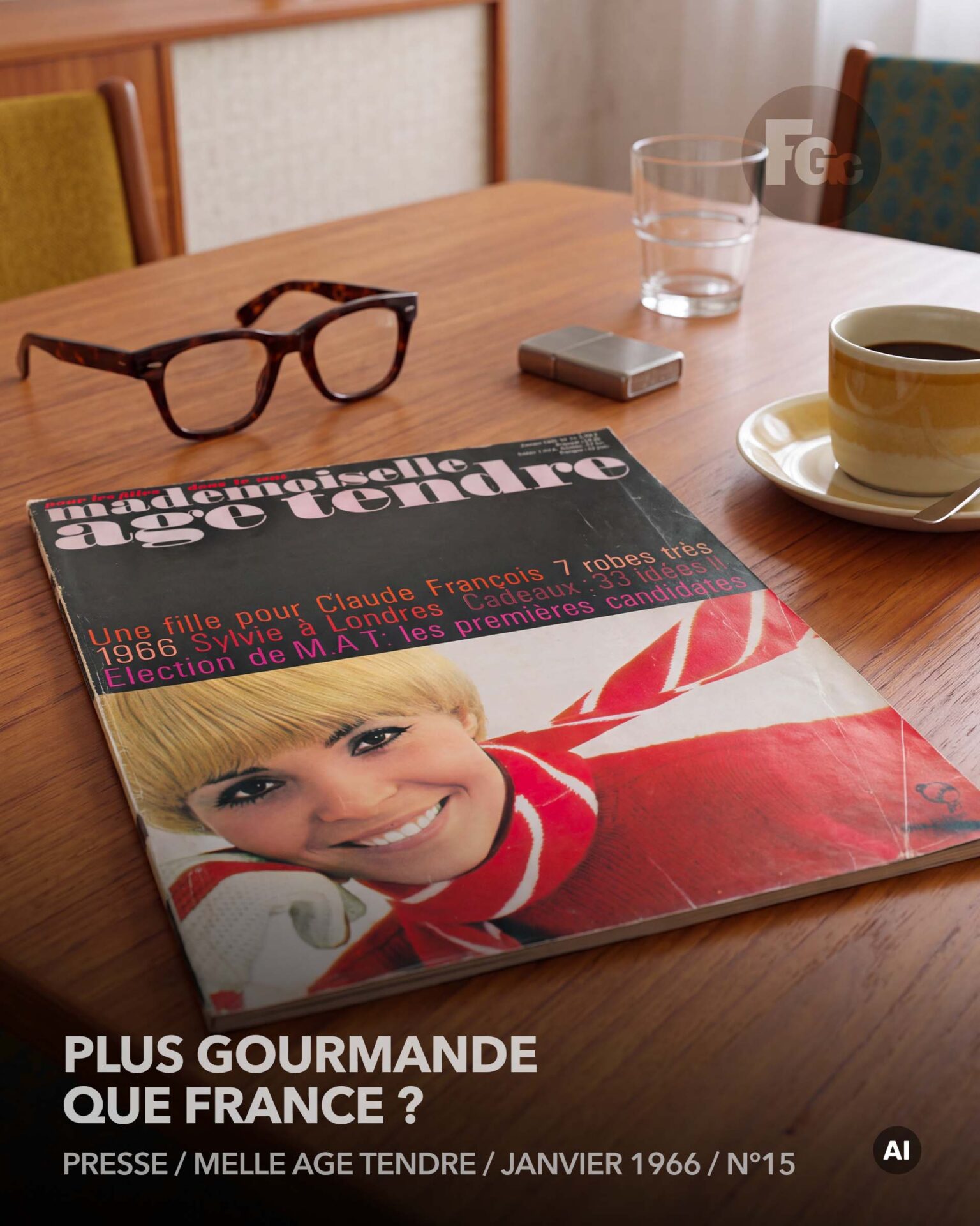 Plus gourmande que France ? | Mlle Âge tendre | Janvier 1966 Magazine Mademoiselle Âge tendre janvier 1966, numéro 15, avec France Gall