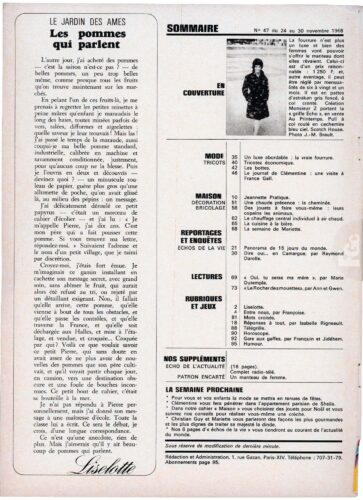 France Gall dans Écho de la mode novembre 1968, reportage mode et beauté.