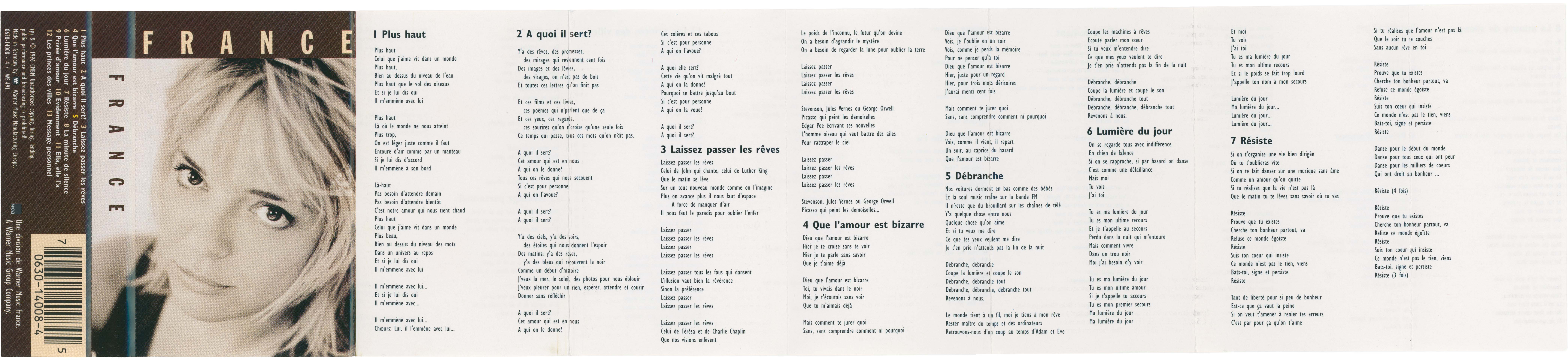K7 brune 13 titres de l'album France de France Gall, édition de 1996.