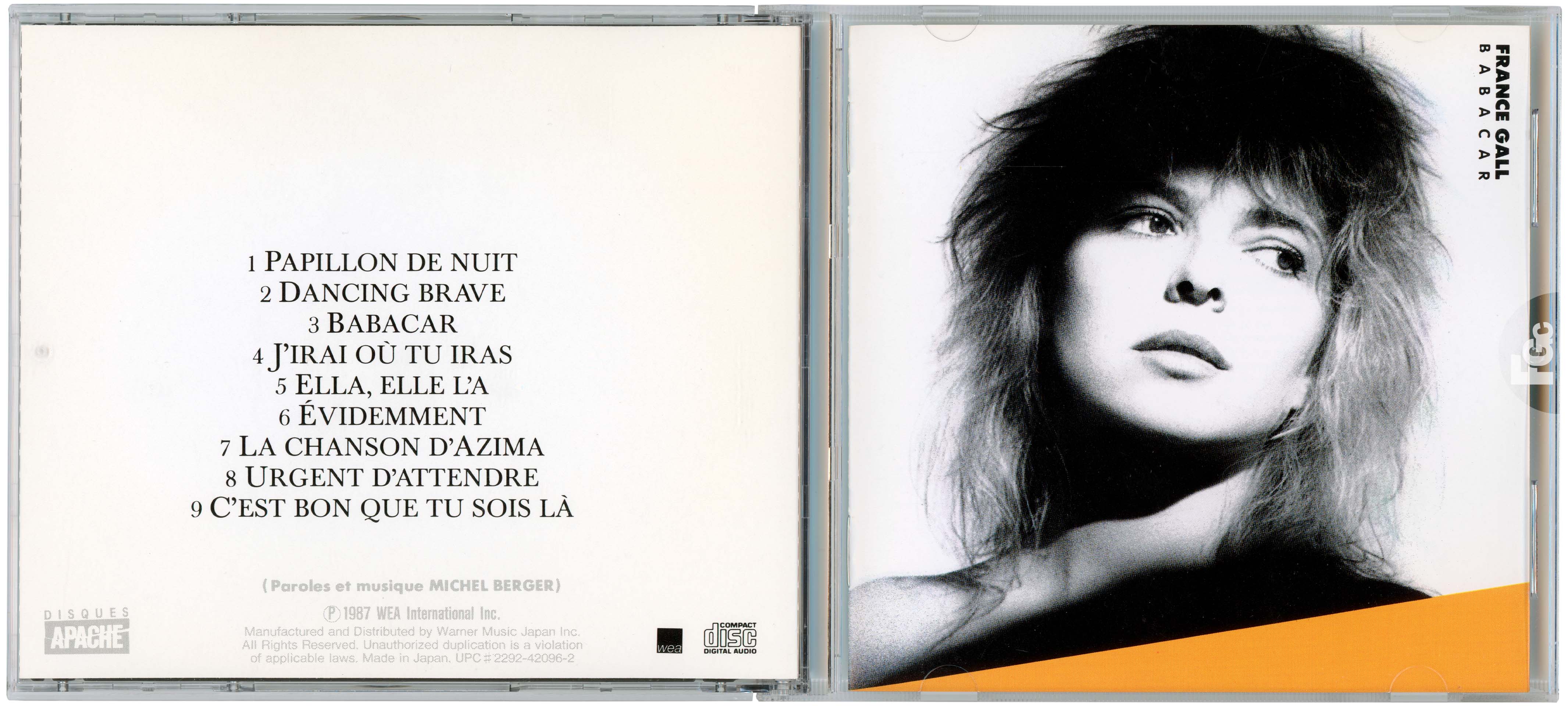 France Gall, album Babacar, CD japonais WEA Japan WPCR-2306, 1998